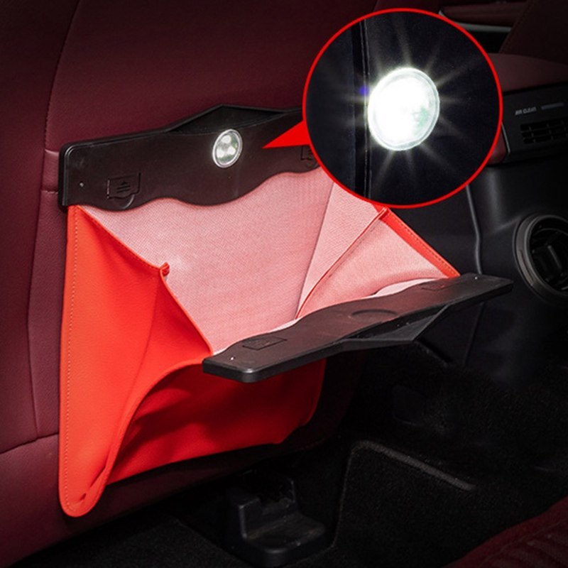 Sac de rangement suspendu pour voiture, sac poubelle à dossier de siège, sac de rangement multifonction pour poubelle de voiture, lumière LED 