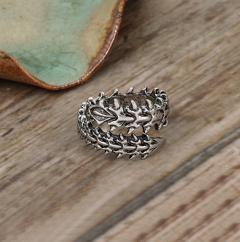 Anillo de aleación retro geométrico con apertura ajustable