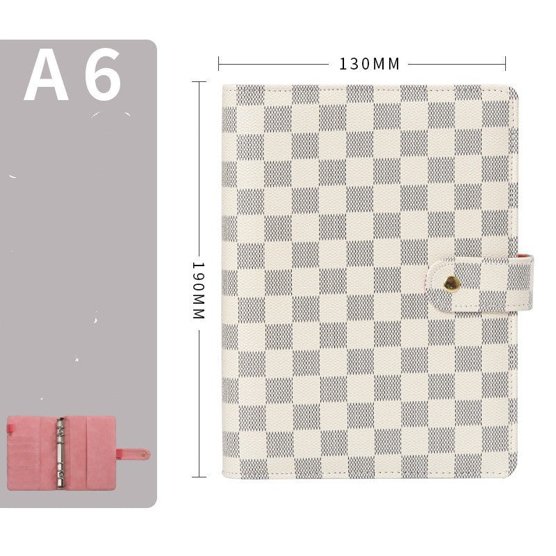 Libro de hojas sueltas con cubierta de cuero de alta calidad, cuaderno a cuadros