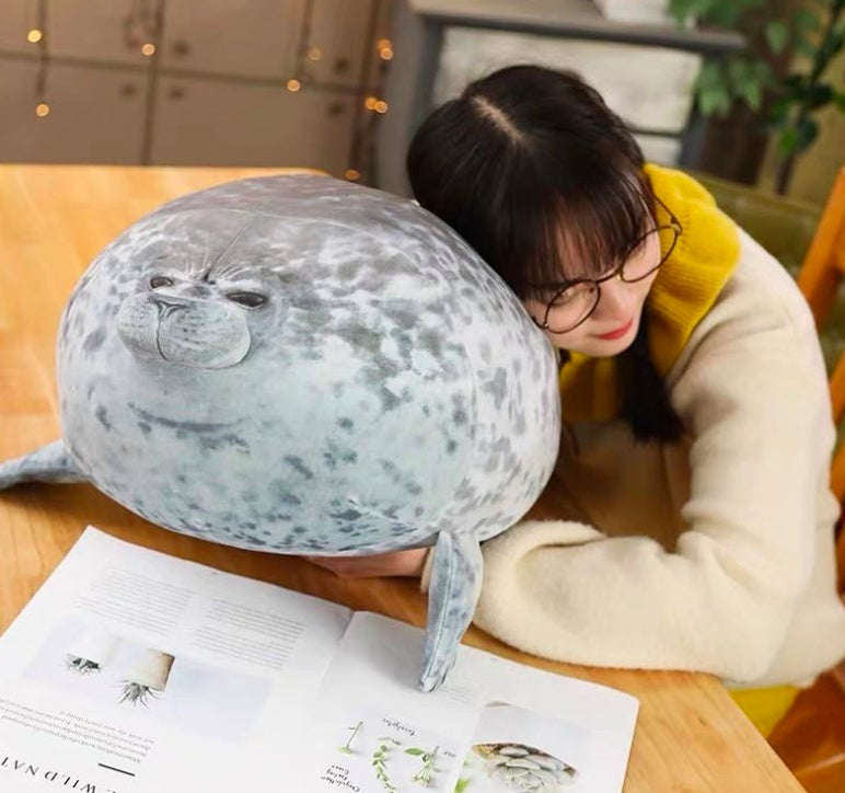 Juguete de peluche para acuario con almohada de foca grande