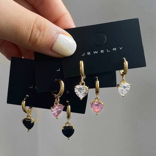 Dopamine haute qualité amour conception Zircon Niche Simple tout-match boucles d'oreilles femme