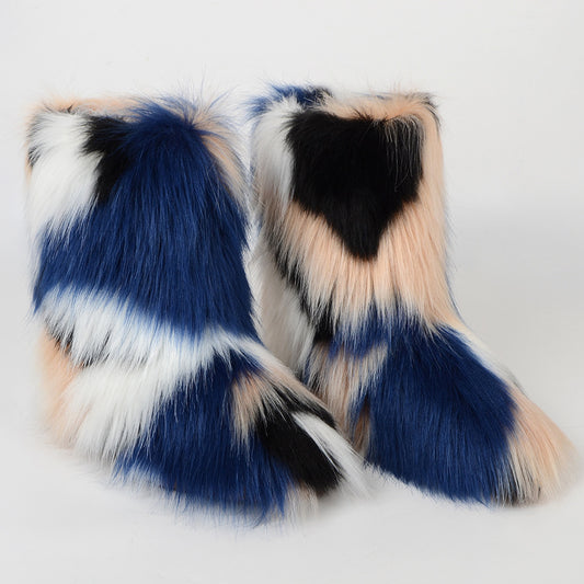 Bottes de neige thermiques antidérapantes à la mode pour femmes, longueur mi-mollet