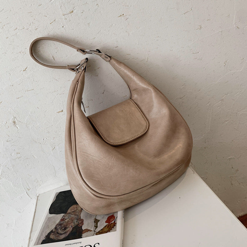 Sac à bandoulière simple classe banlieue en cuir souple fourre-tout grande capacité
