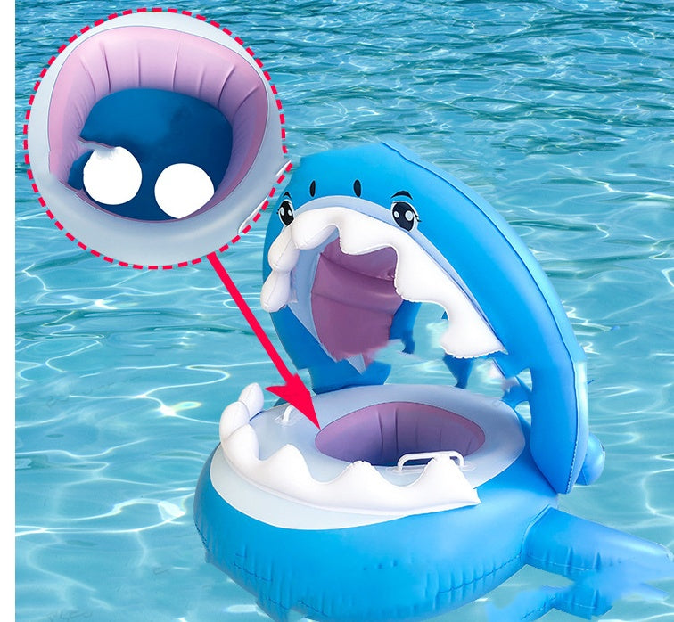 Anillo de natación inflable para niños con toldo, anillo de asiento de tiburón, flotador de bebé para piscina, asiento de juguete, anillo de agua extraíble