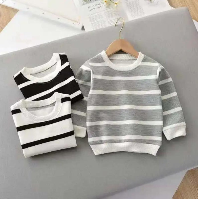 T-shirt à manches longues pour enfants, pull rayé à la mode