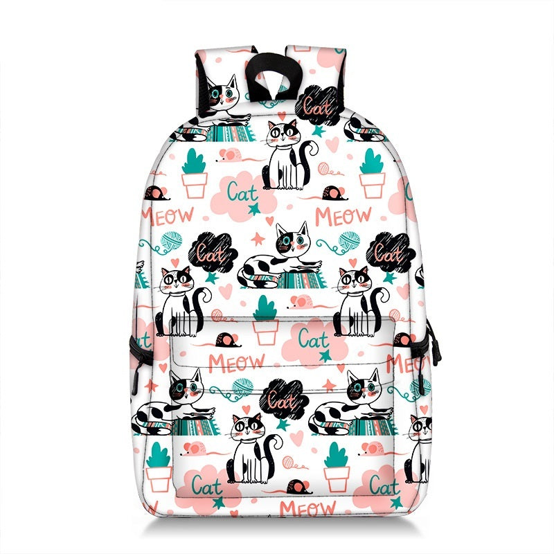 Mode tout imprimé nouveau sac à dos créatif chat mignon