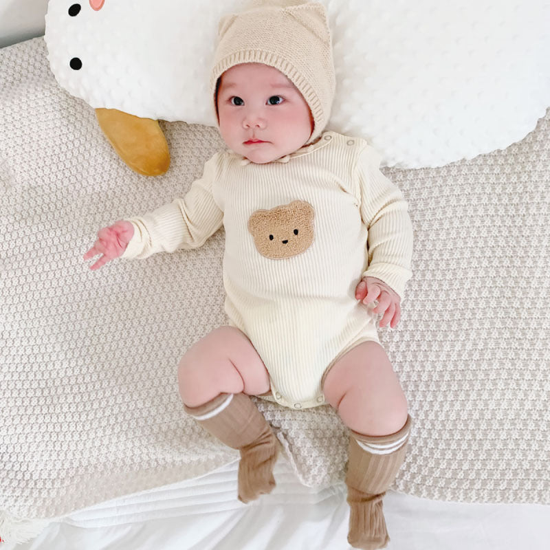 Vêtements de printemps et d'automne pour bébé imprimé tête d'ours mignon
