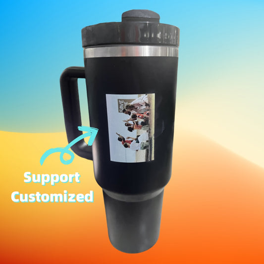 Taza de aislamiento de café de paja personalizada con asa, botella de agua portátil de acero inoxidable para coche, taza térmica sin BPA de viaje de gran capacidad