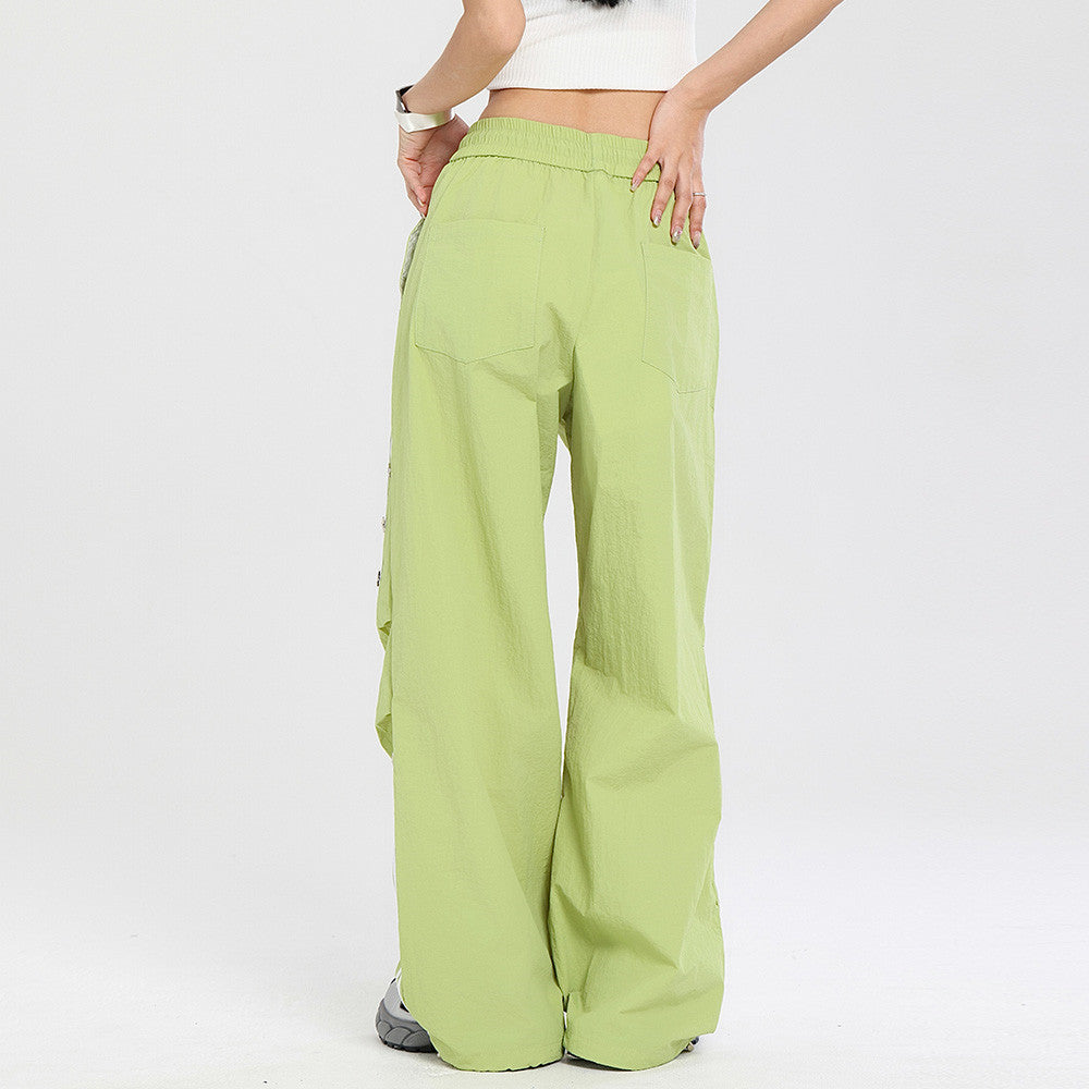 Side Stripe Stitching Wide Leg Casual Trousers