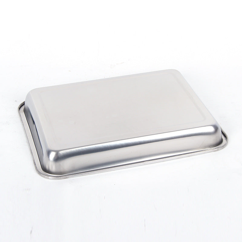 Plateaux de rangement en acier inoxydable, assiette carrée, casseroles épaississantes, plateau rectangulaire pour Barbecue, plats de riz profond, accessoires de cuisine pour Bbq