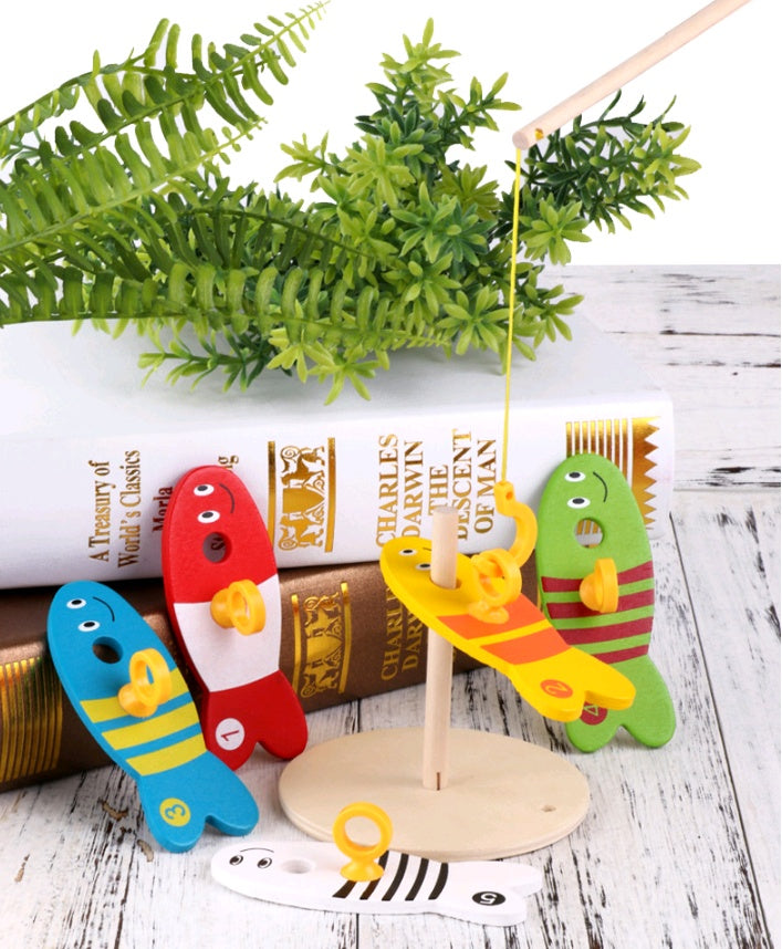 Jouets de pêche éducatifs créatifs pour enfants en bois bébé petite enfance enseignement anneau d'eau jouets en bois