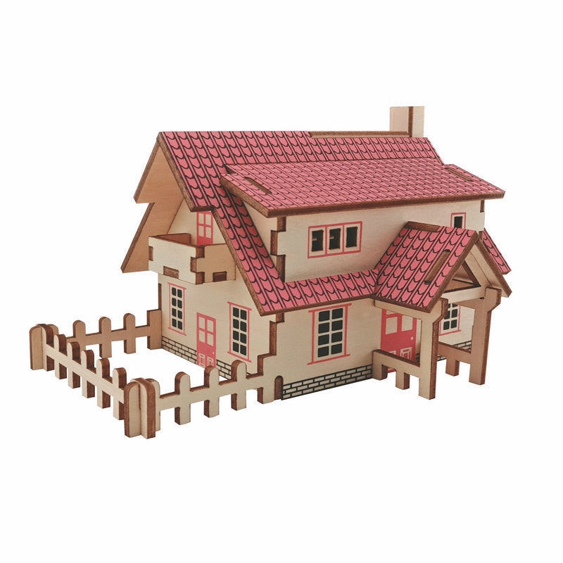 Modèle de maison d'enfant puzzle 3D en bois 