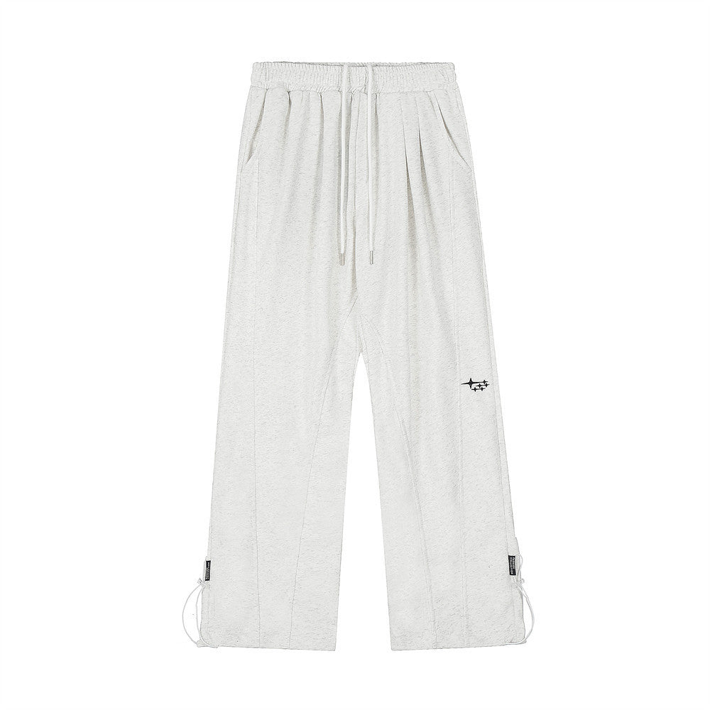 Men's Deconstruction Stitching Wide-leg Pants Drawstring Ankle-tied Sweatpants