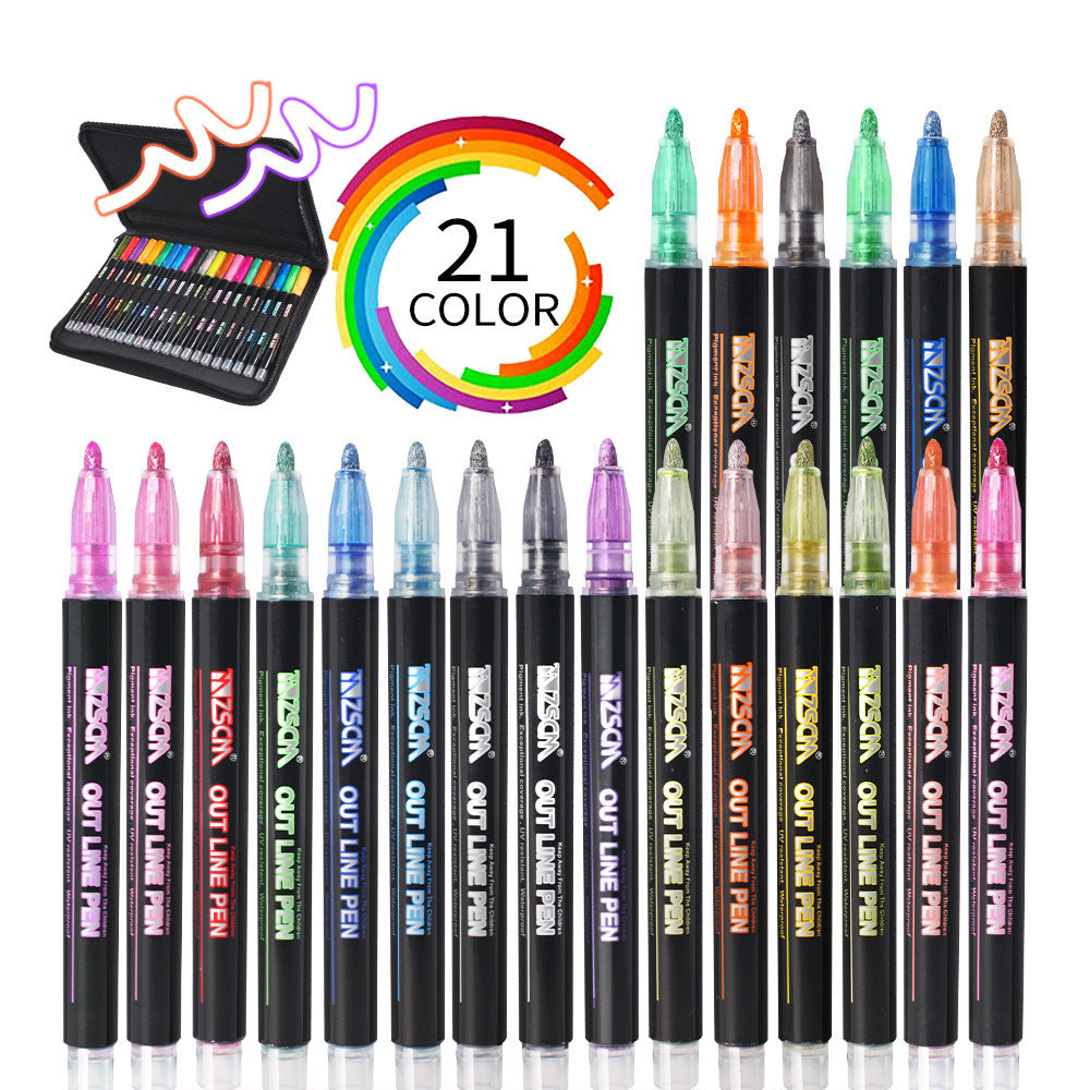 Stylo à double ligne de couleur pour compte à main