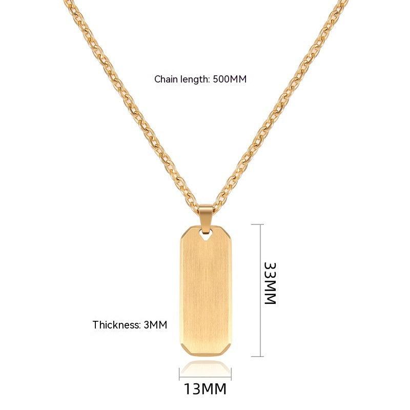 Simple Pendant Stainless Steel Nameplate Necklace Accessories
