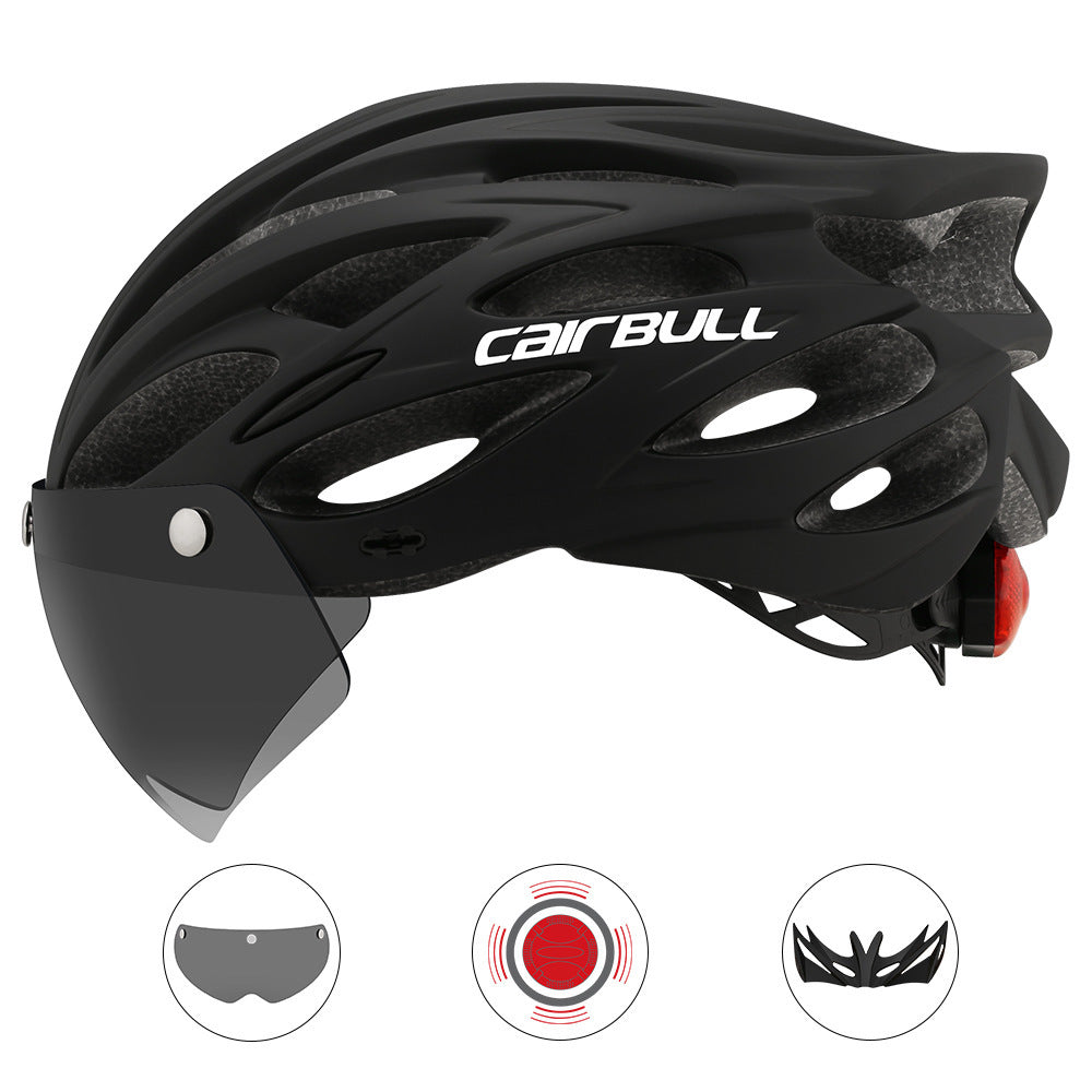 Casque de vélo de route avec lentille et feu arrière