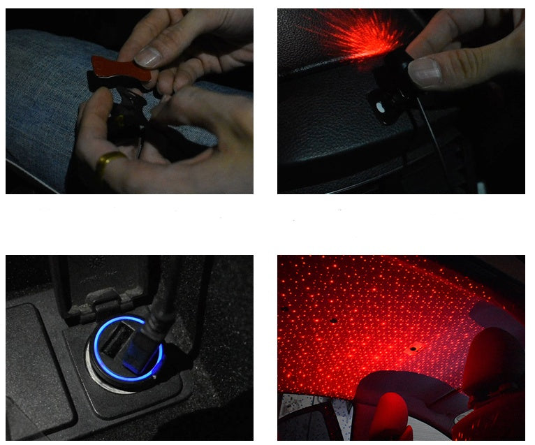 Plafonniers étoiles de voiture modifiés toit de voiture pleine étoile USB lumières d'ambiance intérieure de voiture lumières décoratives de contrôle du son de musique de voiture