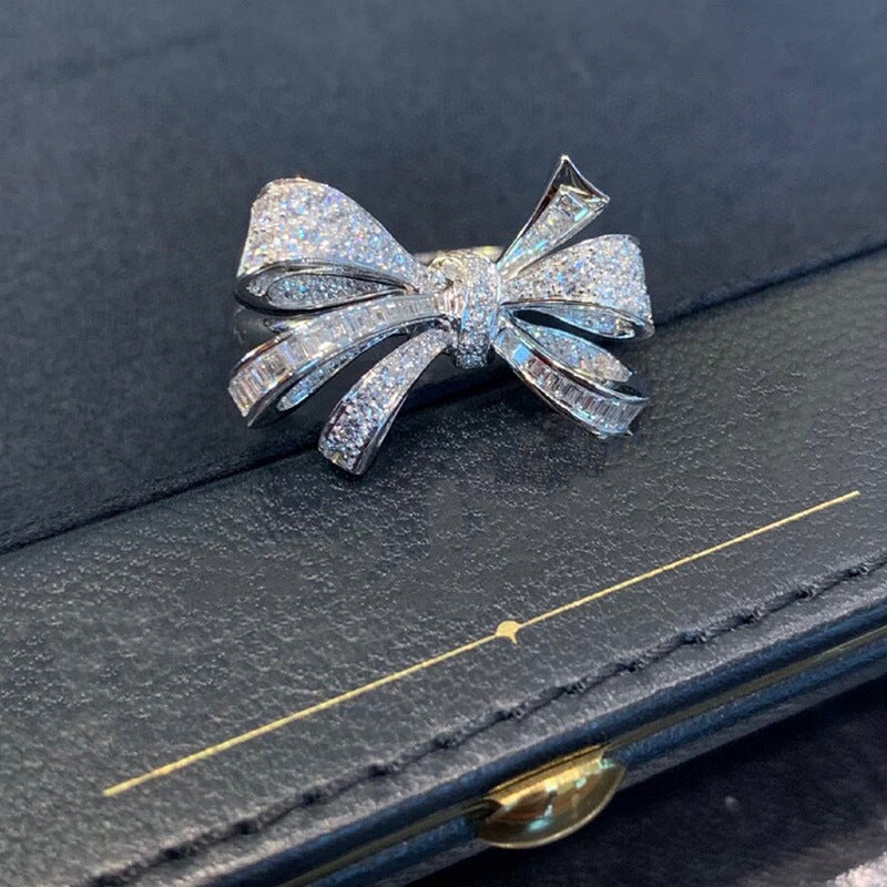 Full Diamond Bow Ring Female Fashion Personality