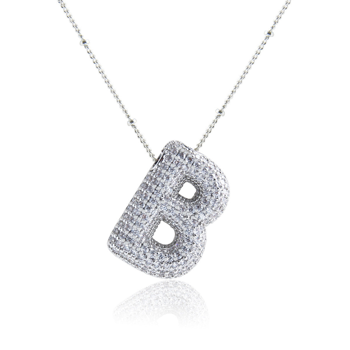 European And American Letter Necklace Inlaid With Zircon Hollow Copper White Gold Plated