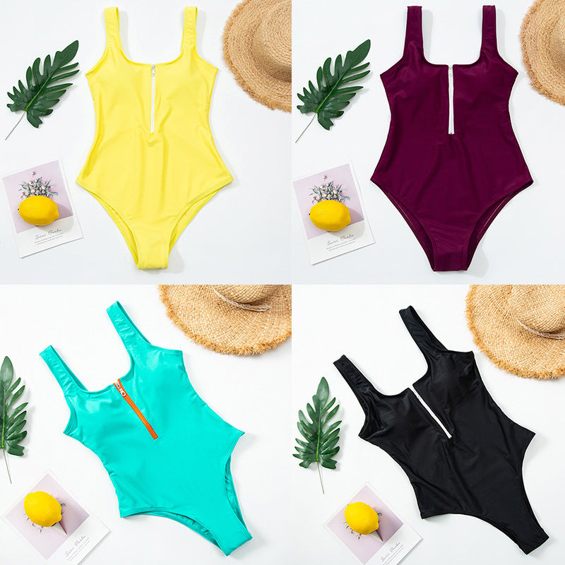 Maillot de bain une pièce imprimé, sexy, fermeture éclair, pour femmes