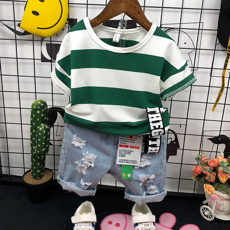 Conjunto de camisa a cuadros de manga corta para niños