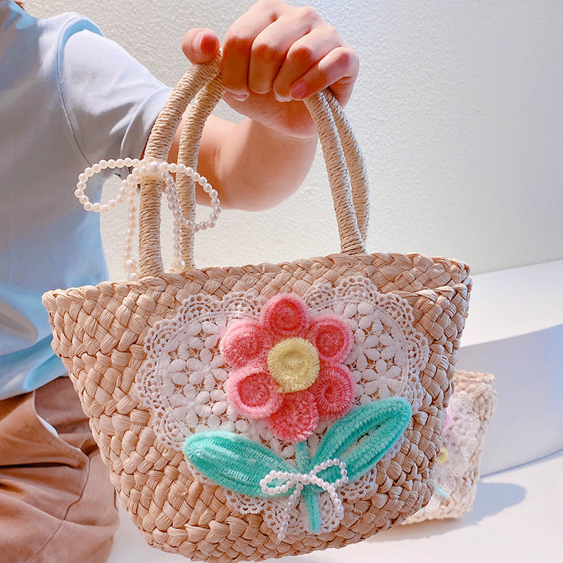 Sweet Flowers Lace Love Sac à main tissé avec perles