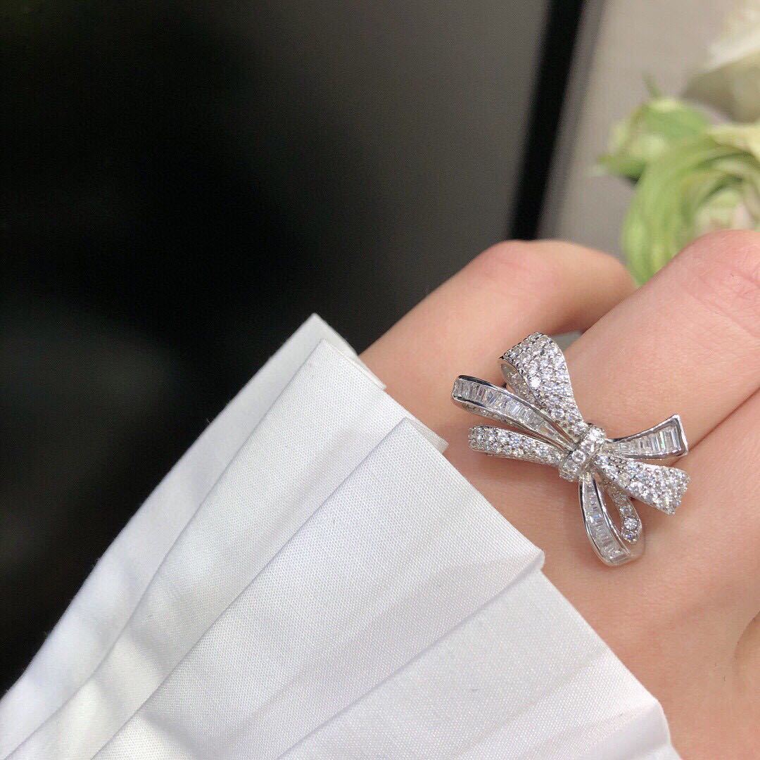 Full Diamond Bow Ring Female Fashion Personality