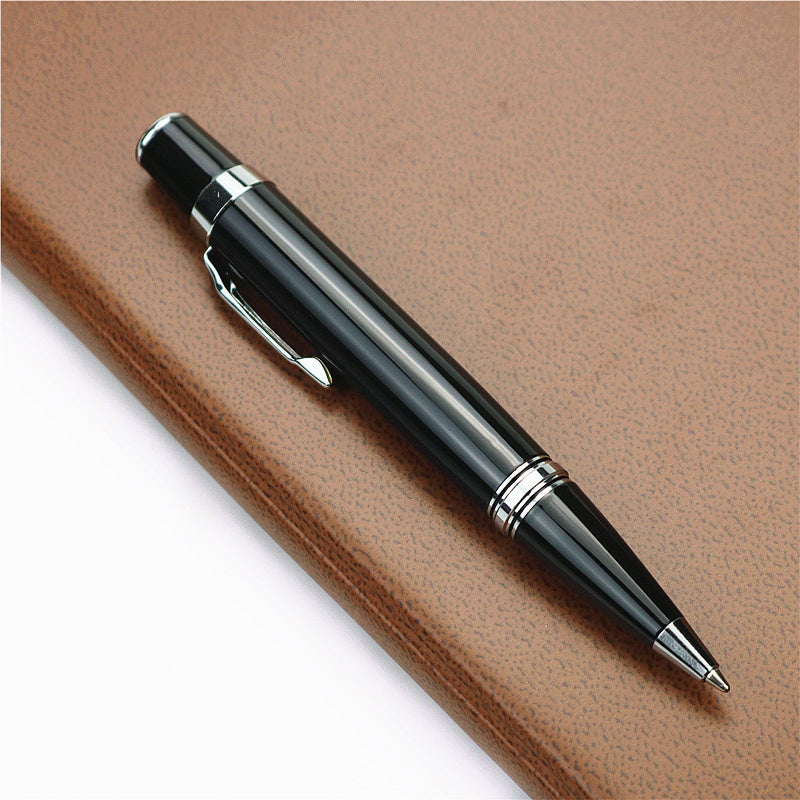 Stylo à bille roulante portable noir entièrement en métal sans stylo de signature de poche