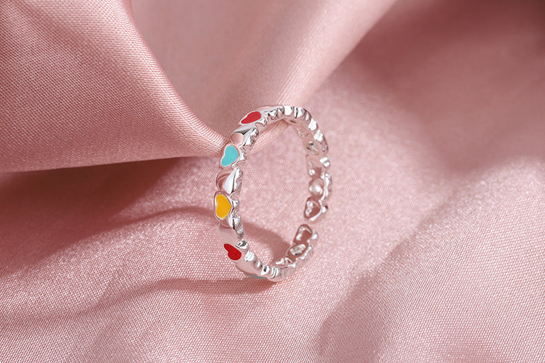 Anneau époxy de coeur aimant coloré de feu de circulation simple de style coréen