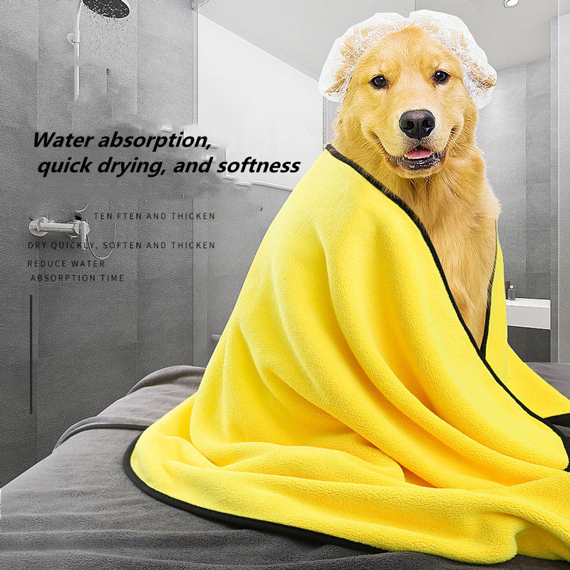 Serviettes pour chiens pour sécher les chiens, serviette de bain pour chien, serviettes pour chiens et chats à séchage rapide, serviettes en fibres douces, super absorbantes, serviette en microfibre douce à séchage rapide pour chiens, chats jaune