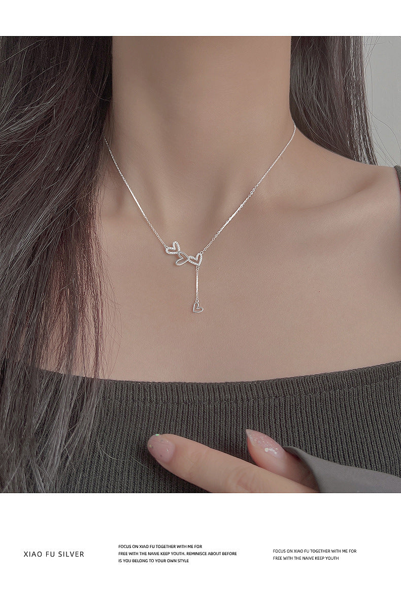 Collier de conception minoritaire de luxe léger à pampilles en forme de cœur