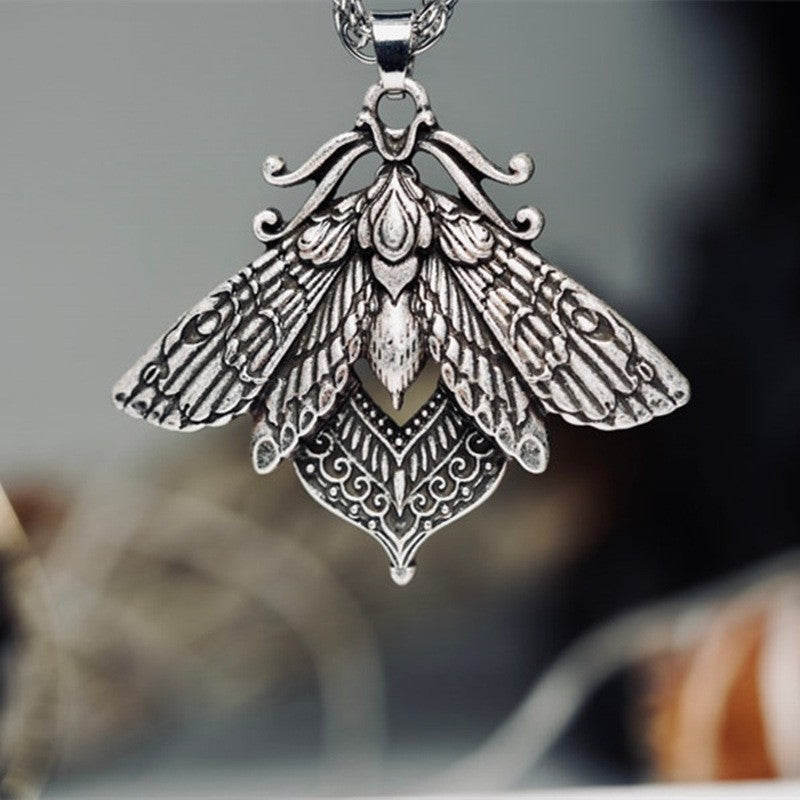 Retro Style Moth Pendant Necklace For Women