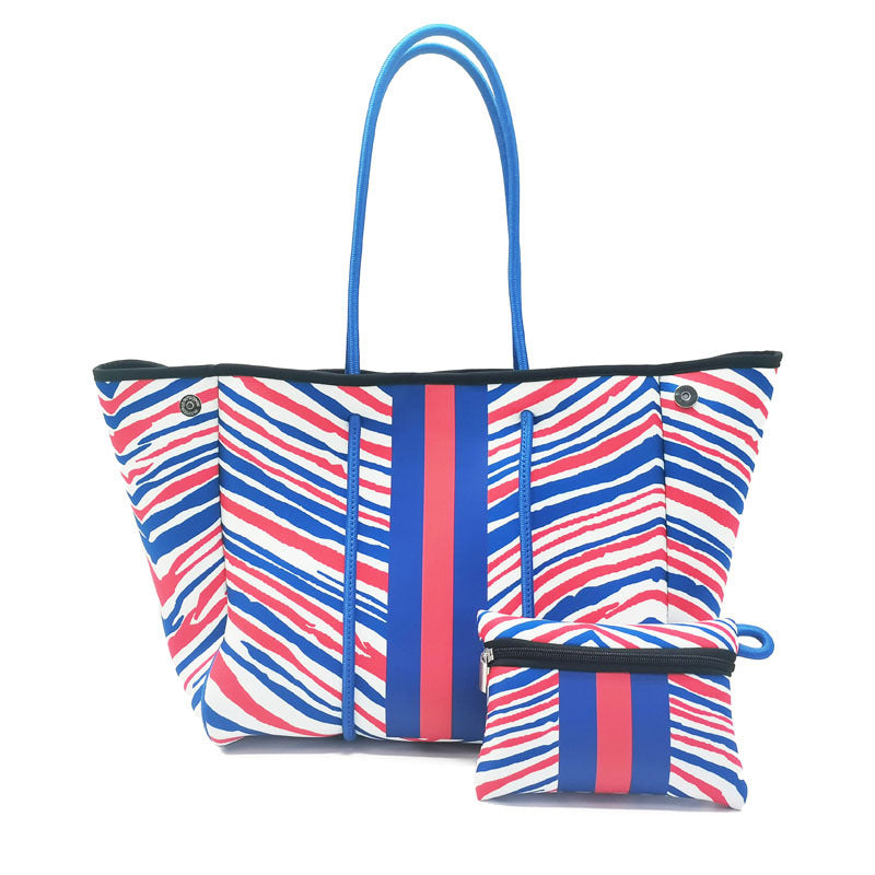 Bolso de playa portátil negro impreso con estampado de leopardo, viaje de ocio