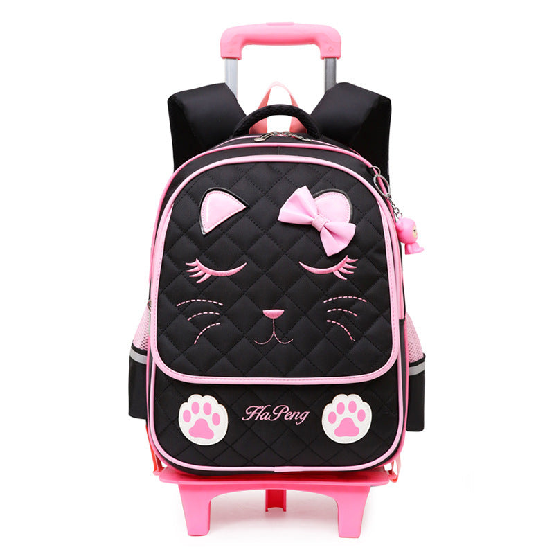 Mochila escolar con carrito de dos y tres ruedas para niños, desmontable