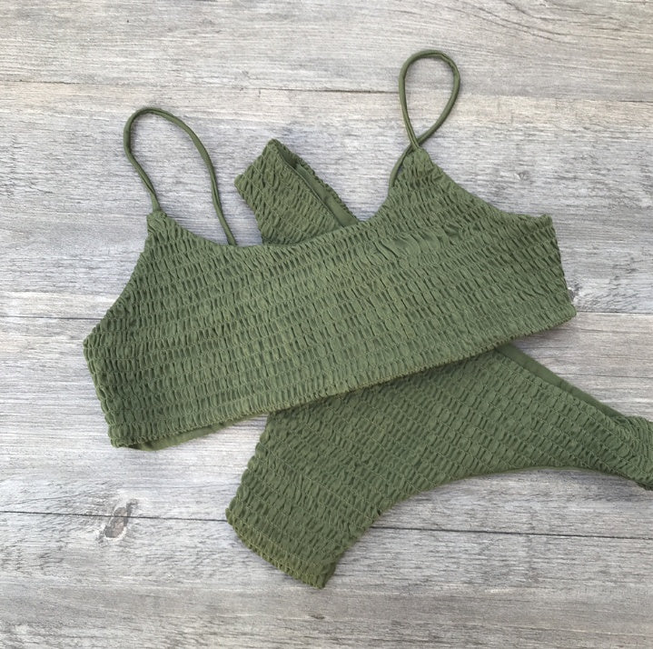 Maillot de bain sexy bikini triangle plissé