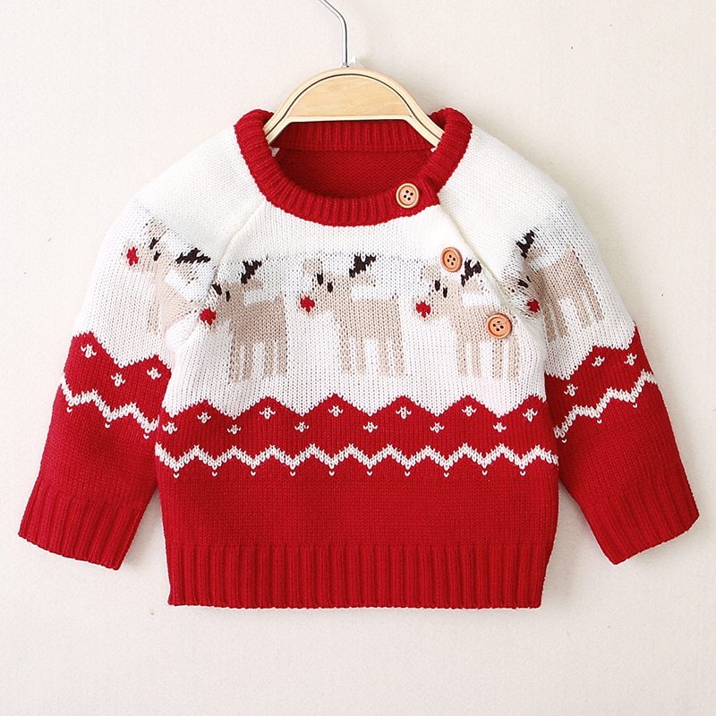 Pull d'élan de noël tricoté pour garçons et filles 