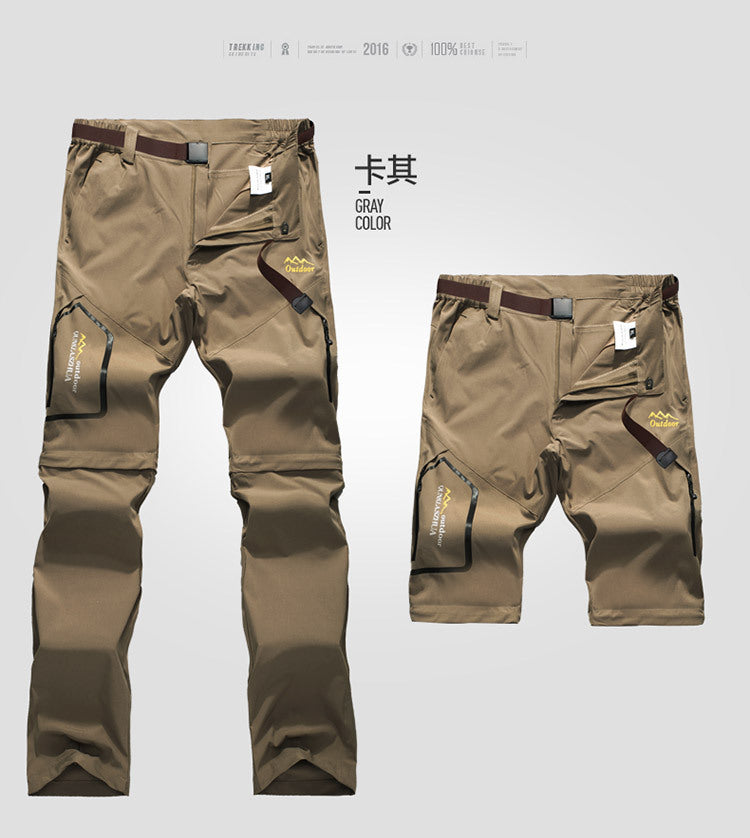 Pantalon de randonnée extensible à séchage rapide, deux shorts détachables, été
