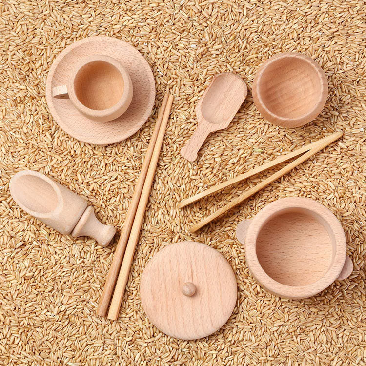 Ensemble de couverts en bois sensoriels Montessori pour enfants