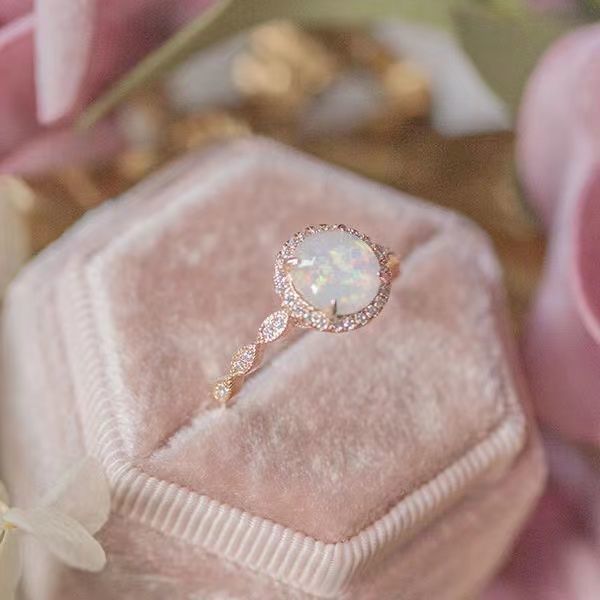 Bague Vintage en argent S925 plaquée dentelle ondulée en Zircon