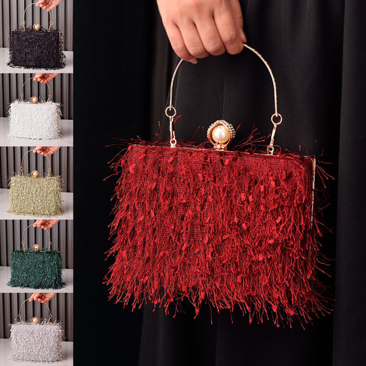 Sacs à main à pompon pour femmes, sac de soirée, mode luxe de styliste, sacs carrés, sac à bandoulière pour dames