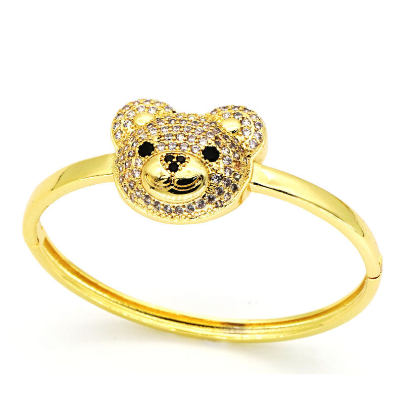Temperament Inlaid Zircon Cute Bear Special-interest Design Animal Bracelet