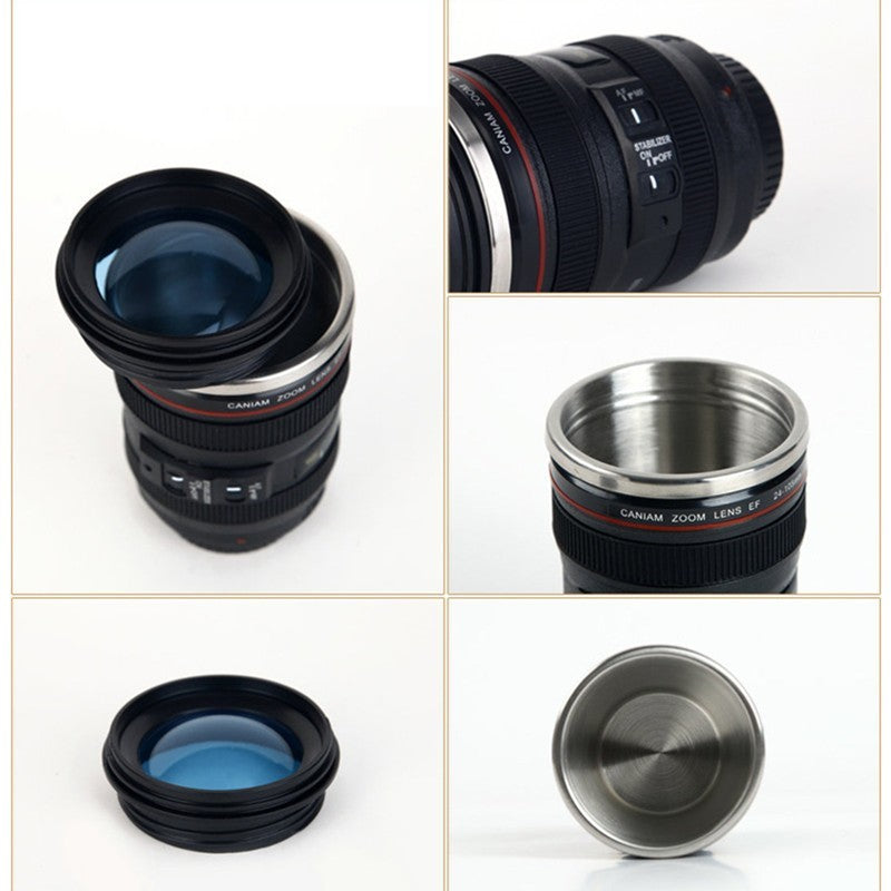 Tasse de voyage pour objectif d'appareil photo en acier inoxydable