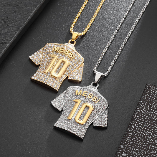 Hip Hop Titanium Steel Gold Plated Diamond Pendant Necklace