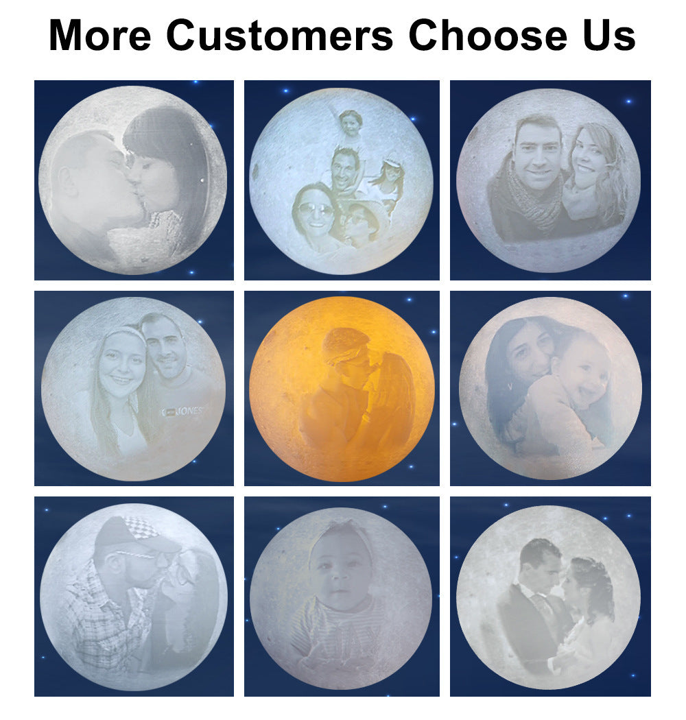 Rambery Lampe Lune Impression 3D Veilleuse Rechargeable 3 Couleurs Lampe de Contrôle du Robinet Lumières