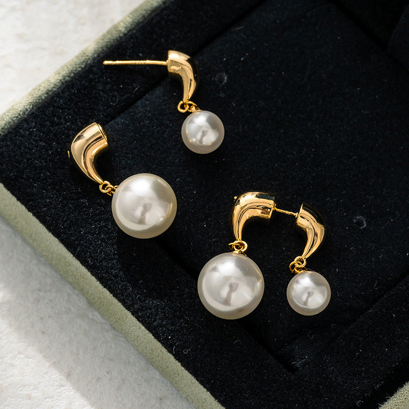 Boucles d'oreilles en perles pour femmes, rétro, faciles à assortir, simples et légères, de luxe