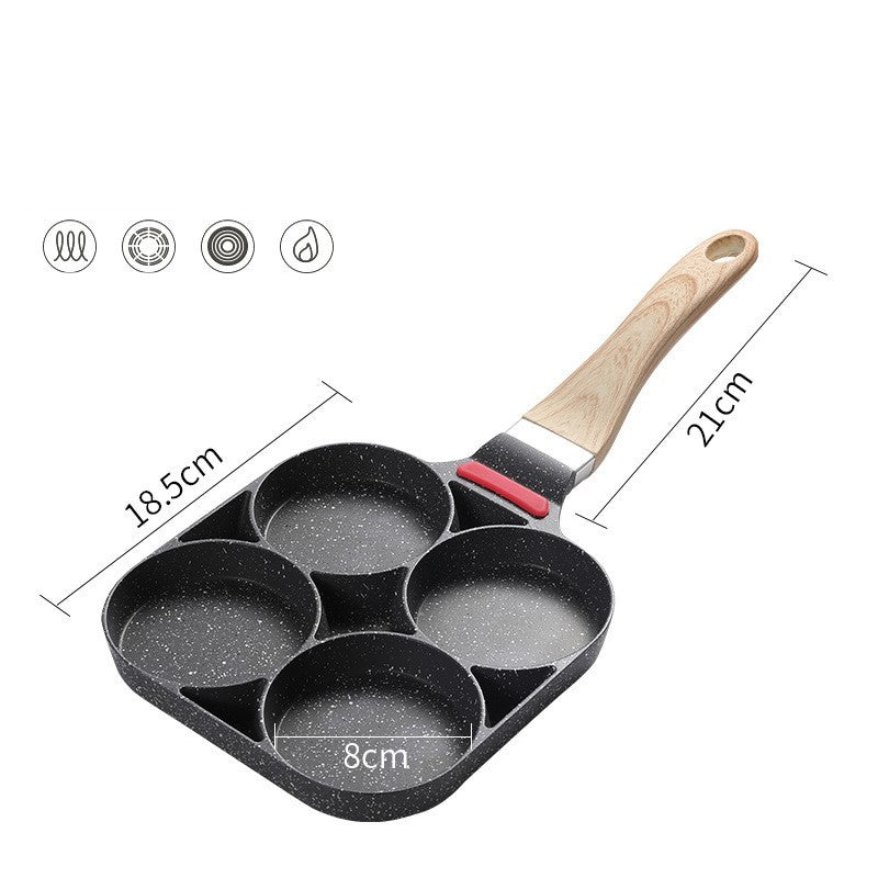 Petit pot de boulettes d'œufs frits à fond plat antiadhésif à quatre trous