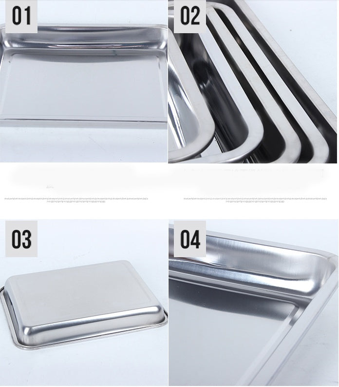 Plateaux de rangement en acier inoxydable, assiette carrée, casseroles épaississantes, plateau rectangulaire pour Barbecue, plats de riz profond, accessoires de cuisine pour Bbq