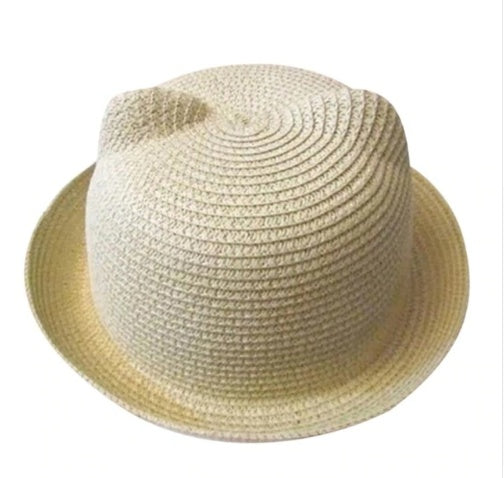 Chapeau d'été coréen oreilles de chat mignon, chapeau de paille, chapeau de soleil