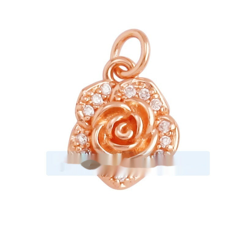 Pure Copper Micro-inlaid Color Flower Zircon Hollow Glossy Flower Listing