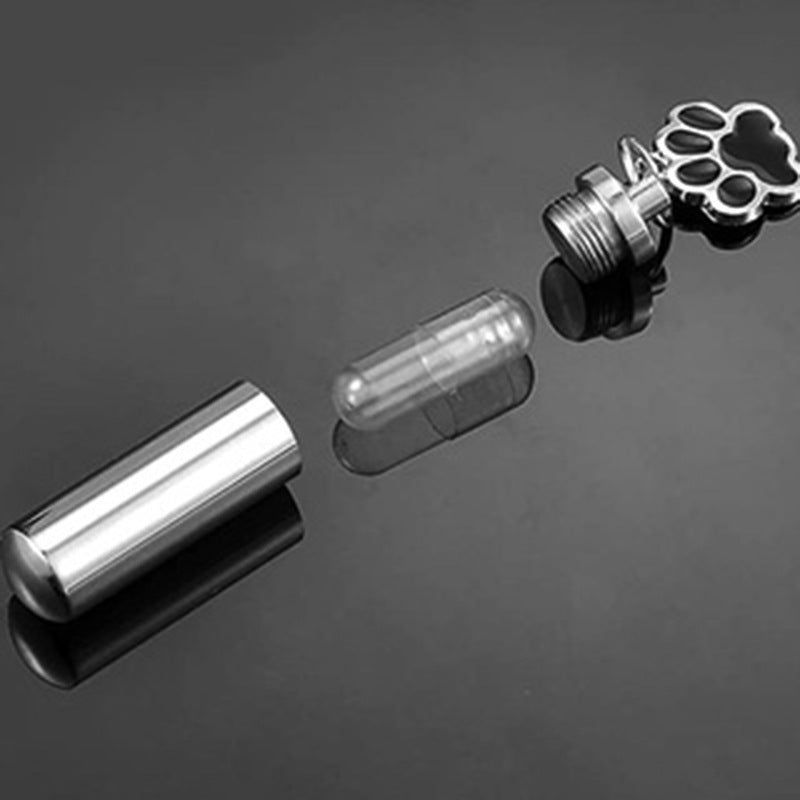 Pendentif d'urne cylindrique en acier titane, collier commémoratif de cendres d'animaux de compagnie, collier de bouteille de parfum ouvert